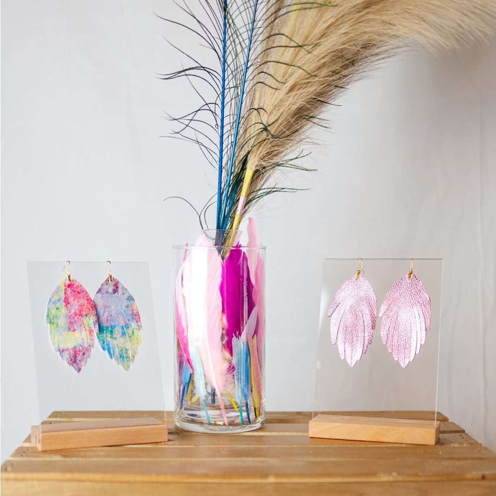 Colorful Feather Earrings Set